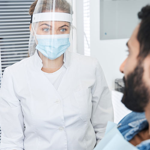 Dentist with folding mask