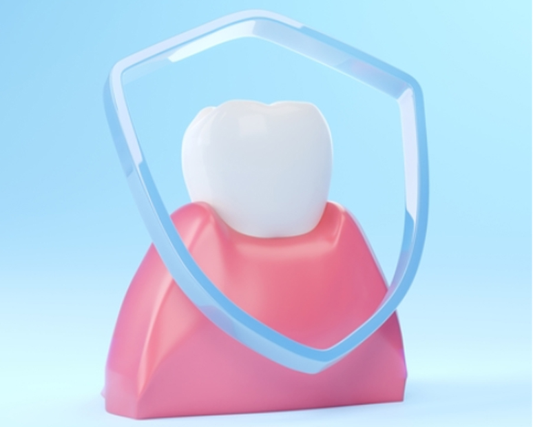 Diente protegido por un escudo para salud bucal